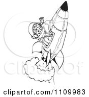 Poster, Art Print Of Black And White Aussie Kangaroo Astronaut In A Rocket