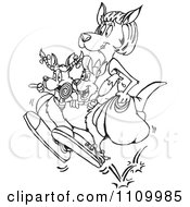 Clipart Black And White Aussie Kangaroo Mom Shopping Royalty Free Vector Illustration by Dennis Holmes Designs