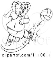 Clipart Black And White Aussie Koala Playing Soccer 2 Royalty Free Vector Illustration