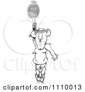 Poster, Art Print Of Black And White Aussie Female Koala Playing Tennis 2