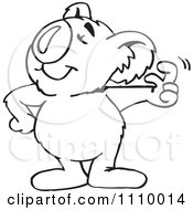 Clipart Black And White Aussie Koala Snapping His Fingers Royalty Free Vector Illustration
