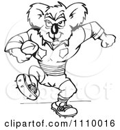 Clipart Black And White Aussie Koala Rugby Player Royalty Free Vector Illustration by Dennis Holmes Designs