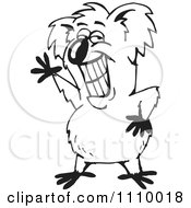 Clipart Black And White Aussie Koala Waving Royalty Free Vector Illustration