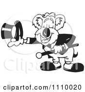 Clipart Black And White Aussie Koala Magician Royalty Free Vector Illustration