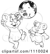 Poster, Art Print Of Black And White Aussie Koalas Playing With A Globe