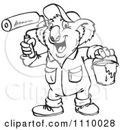 Clipart Black And White Aussie Koala House Painter Royalty Free Vector Illustration by Dennis Holmes Designs