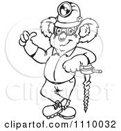 Black And White Aussie Koala Miner Worker Holding A Thumb Up