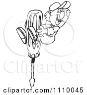 Clipart Black And White Aussie Koala Mechanic On A Screwdriver Royalty Free Vector Illustration by Dennis Holmes Designs