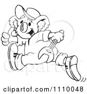 Clipart Black And White Aussie Koala Mechanic Running Royalty Free Vector Illustration by Dennis Holmes Designs
