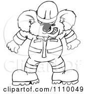 Clipart Black And White Aussie Fire Brigade Koala Royalty Free Vector Illustration