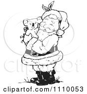Poster, Art Print Of Black And White Santa Hugging A Koala