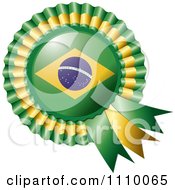 Shiny Brazilian Flag Rosette Bowknots Medal Award