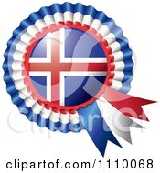 Poster, Art Print Of Shiny Iceland Flag Rosette Bowknots Medal Award