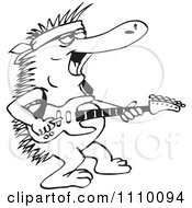 Clipart Black And White Aussie Echidna Guitarist Royalty Free Vector Illustration by Dennis Holmes Designs