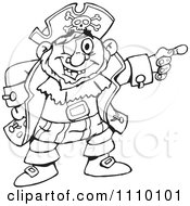Clipart Black And White Pirate Pointing Royalty Free Vector Illustration