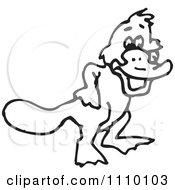 Poster, Art Print Of Black And White Aussie Platypus Smiling And Facing Right