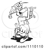 Clipart Black And White Aussie Kangaroo Golfing Royalty Free Illustration by Dennis Holmes Designs
