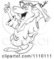 Clipart Black And White Aussie Kangaroo Graduate Royalty Free Illustration by Dennis Holmes Designs