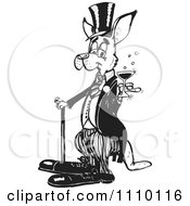 Clipart Black And White Aussie Kangaroo In A Tux Holding Champagne Royalty Free Illustration
