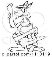 Clipart Black And White Aussie Kangaroo Accountant Royalty Free Vector Illustration