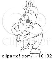 Clipart Black And White Aussie Koala Dancing Royalty Free Illustration by Dennis Holmes Designs