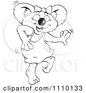 Clipart Black And White Aussie Koala Girl Dancing Royalty Free Illustration by Dennis Holmes Designs