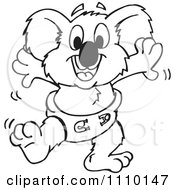 Clipart Black And White Aussie Koala Baby Walking Royalty Free Vector Illustration by Dennis Holmes Designs