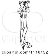 Clipart Black And White Aussie Koala Accountant With A List On A Pencil Royalty Free Vector Illustration