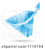 Poster, Art Print Of 3d Blue Statistic Bar Graph With A Growth Arrow