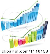 Poster, Art Print Of 3d Statistic Bar Graphs With Green Lines And Dots