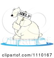 Poster, Art Print Of Endangered Polar Bear Holding A Help Sign
