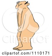 Poster, Art Print Of Cartoon Embarassed Naked Man Covering His Privates