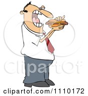 Poster, Art Print Of Cartoon Man Eating A Hot Dog