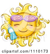Happy Summer Sun Wearing Sunglasses And Holding Sun Block