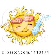 Poster, Art Print Of Happy Summer Sun Wearing Sunglasses And Holding A Water Bottle