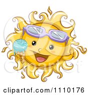 Clipart Happy Summer Sun Wearing Sunglasses And Holding A Melting Ice Cream Cone Royalty Free Vector Illustration by BNP Design Studio