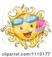 Clipart Happy Summer Sun Wearing Sunglasses And Holding A Popsicle Royalty Free Vector Illustration by BNP Design Studio