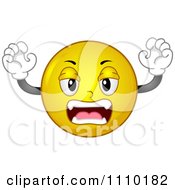 Clipart Yellow Smiley Vampire Holding Up Fists Royalty Free Vector Illustration