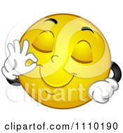 Poster, Art Print Of Yellow Smiley Gesturing Okay For Delicious