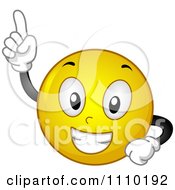Clipart Yellow Smiley Holding Up A Finger Royalty Free Vector Illustration