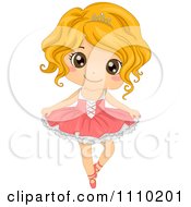 Clipart Happy Blond Ballerina Dancing In A Tu Tu Royalty Free Vector Illustration