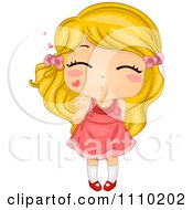 Clipart Sweet Blond Girl Blowing Air Kisses Royalty Free Vector Illustration