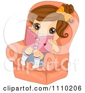 Poster, Art Print Of Cute Brunette Girl Sitting In A Chair With Her Diary