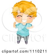 Clipart Happy Excited Blond Boy Jumping Royalty Free Vector Illustration