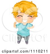 Poster, Art Print Of Happy Excited Blond Boy Jumping