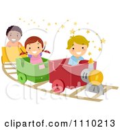 Poster, Art Print Of Happy Kids On A Train Ride