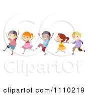 Clipart Line Of Diverse Happy Kids Royalty Free Vector Illustration