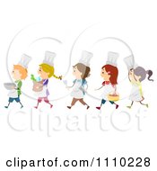 Poster, Art Print Of Line Of Diverse Happy Chef Kids