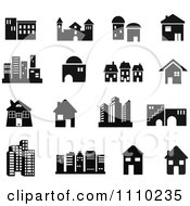 Poster, Art Print Of Black And White Building Icons