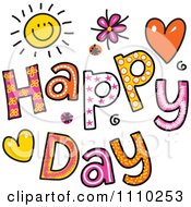 Poster, Art Print Of Colorful Sketched Happy Day Text